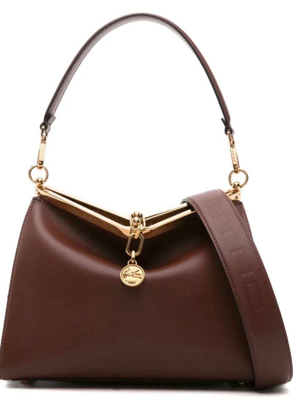 Etro Vela brand new  Medium Brown Leather Top-Handle Bag with Gold Hardware, NWT